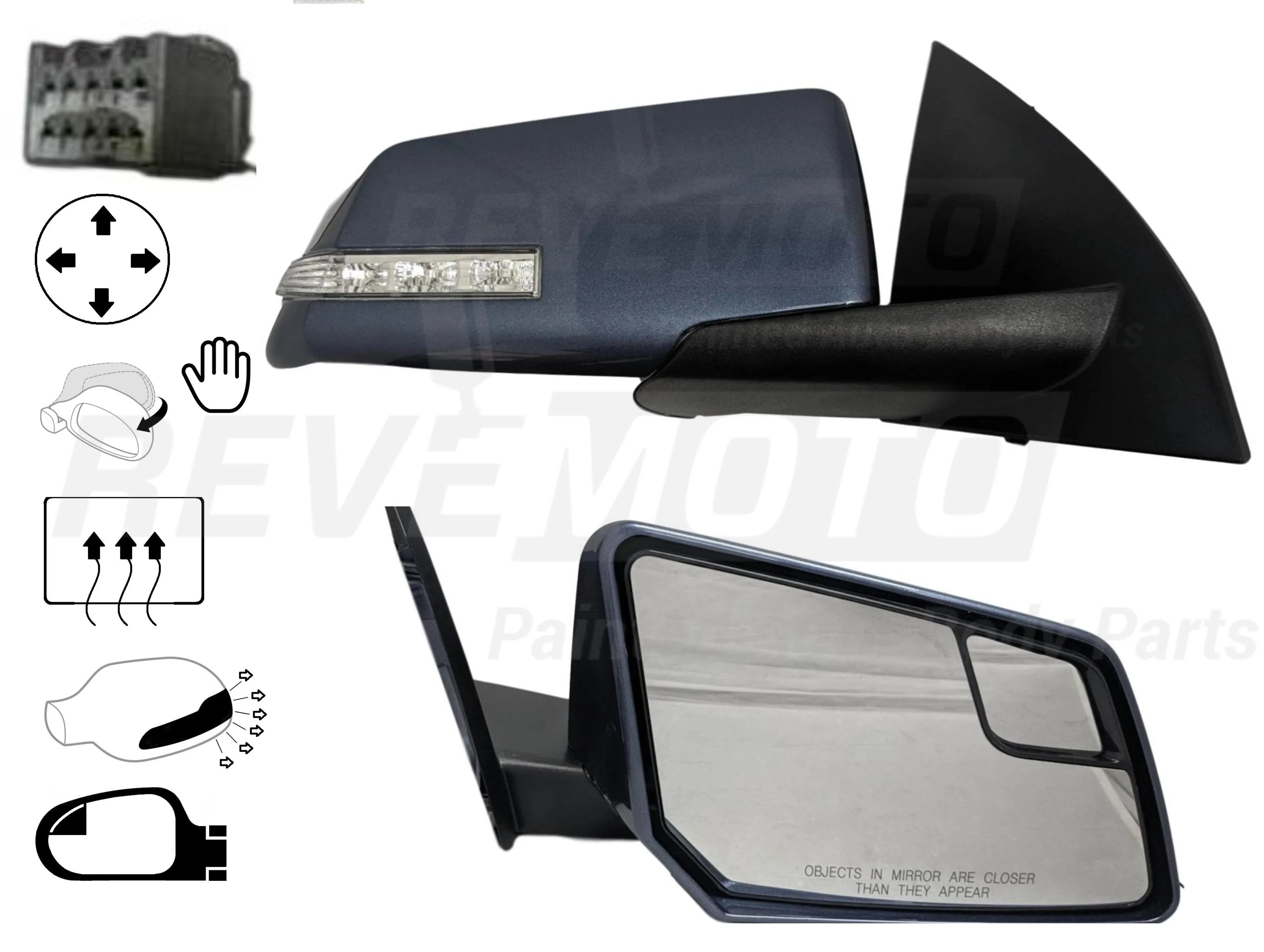 2009-2017 GMC Acadia : Side View Mirror Painted (OEM | WITHOUT: Power Folding) - Image 4